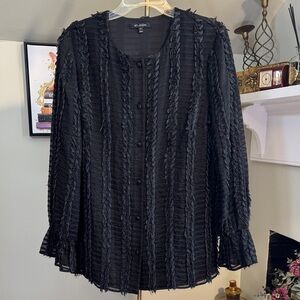 EUC St. John Elegant Black Textured Blouse/Jacket Versatile Size 10